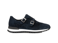 Adone - Running doppia fibbia pelle scamosciato blu scuro