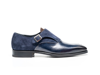 Augusto - Mocassino con Fibbia Vitello Crust Kudu Blu