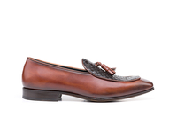 Claudio - Mocassino con Nappina Calf Crust marrone intrecciato Testa di moro