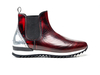 Febo - Running con elastico pelle abrasivato rosso lucido laminato argento