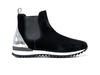 Febo - Running con elastico pelle scamosciato nero lucido laminato argento
