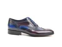 Fred - Francesina Uomo Pelle Abrasivata Blu Viola