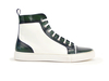 Gianmarco - Sneaker alta verde abrasivata shiny bianca