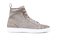 Gianmarco - Sneakers alta in pellame decolorato scamosciato grigio