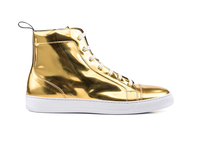 Gianmarco - Sneakers alta in pellame lucido laminato oro