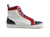 Gianmarco - Sneakers alta in pellame stampa coccodrillo rosso,  vitello bianco