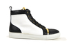 Gianmarco - Sneakers alta in pellame victory nero,  chicco bianco e laminato oro
