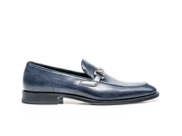 Gianni - Mocassino Uomo Morsetto Pelle Decolorata Blu Scuro