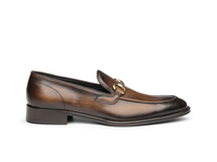 Gianni - Mocassino Uomo Morsetto Pelle Decolorata Marrone Scuro