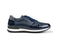 Italo - Running bassa pelle vitello stampa coccodrillo blu