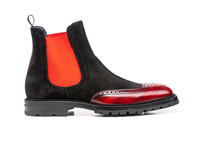 Luciano - Stivaletto Coda di Rondine uomo abrasivato burgundy scamosciato nero