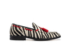 Romeo - Mocassino con Nappina Uomo Pelle Cavallino Zebrato Bianco