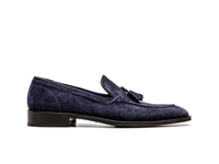 Romeo - Mocassino con nappina Uomo Pelle Scamosciata Blu Scuro