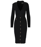 ABITO MIDI IN MAGLIA NERO CON BORCHIE ELISABETTA FRANCHI