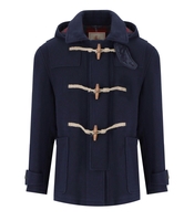 BARACUTA DOUBLE WOOL SHORT DUFFLE NAVY BLUE MONTGOMERY JACKET
