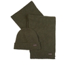 BARBOUR CARLTON FLECK OLIVGRÜN MÜTZE+SCHAL SET