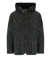 BARBOUR INTERNATIONAL AUTO WAX SAGE GREEN HOODED JACKET