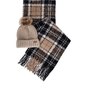 BARBOUR SALTBURN BEIGE BLAU MÜTZE+SCHAL SET