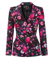 BLAZER DOPPIOPETTO NERO A FIORI ELISABETTA FRANCHI