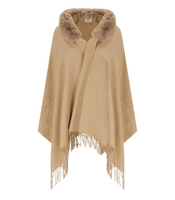 BLUGIRL BEIGE SCHAL MIT KUNSTPELZKRAGEN