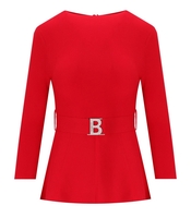 BLUGIRL ROTER PULLOVER MIT GÜRTEL