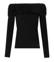 BLUGIRL SCHWARZER PULLOVER MIT BARDOT AUSSCHNITT