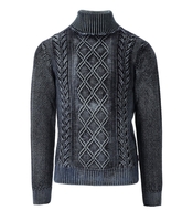 BOB BEAM BLAUER PULLOVER MIT HOHEM KRAGEN