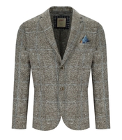 BOB DOVER CHECK BEIGE LIGHT BLUE SINGLE-BREASTED JACKET