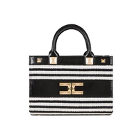 BORSA A MANO A RIGHE NERO BURRO ELISABETTA FRANCHI