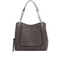 BORSA A SPALLA PIPER MONOGRAM MARRONE NERO MICHAEL KORS