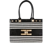 BORSA SHOPPING A RIGHE NERO BURRO ELISABETTA FRANCHI