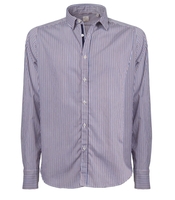 CAMICIA A RIGHE BIANCO BLU MARRONE GMF 965