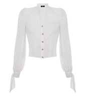 CAMICIA CROP AVORIO CON BORCHIE ELISABETTA FRANCHI