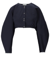 CAMICIA CROP IN CREPE BLU GANNI