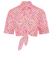 CAMICIA CROP RAINBOW DENIM ROSA CHIARA FERRAGNI