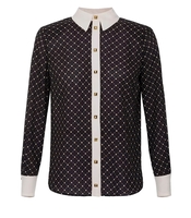 CAMICIA MICRO BORCHIE NERO BURRO ELISABETTA FRANCHI