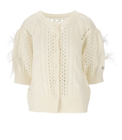 CARDIGAN CON PIUME PANNA TWINSET