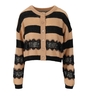 CARDIGAN CROP A RIGHE CAMMELLO NERO TWINSET