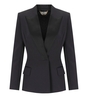 ELISABETTA FRANCHI BLACK BLACK SATIN LAPEL JACKET