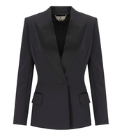 ELISABETTA FRANCHI BLACK BLACK SATIN LAPEL JACKET