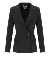 ELISABETTA FRANCHI BLACK CREPE DOUBLE-BREASTED JACKET