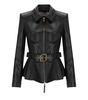 ELISABETTA FRANCHI BLACK LEATHER BELTED JACKET
