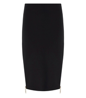 ELISABETTA FRANCHI BLACK MIDI ZIPPED SKIRT