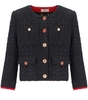 ELISABETTA FRANCHI BLACK/RED PASSION TWEED CROPPED JACKET