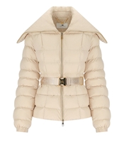 ELISABETTA FRANCHI CREAM BELTED PADDED JACKET