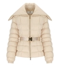 ELISABETTA FRANCHI CREAM BELTED PADDED JACKET
