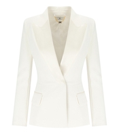 ELISABETTA FRANCHI IVORY SATIN LAPEL JACKET