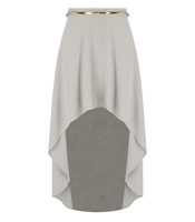 ELISABETTA FRANCHI PEARL GREY ASYMMETRIC SKIRT WITH BELT