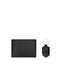EMPORIO ARMANI BLACK LEATHER WALLET+KEYCHAIN SET