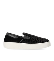 EMPORIO ARMANI BLACK MONOGRAM SLIP-ON SNEAKER